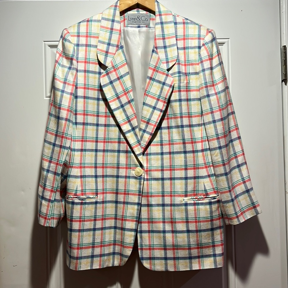 Vintage Lunn & Co Womens Plaid Jacket Size: 12